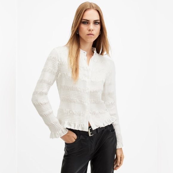 All Saints White Button Down Shirt - Picture 2 of 13